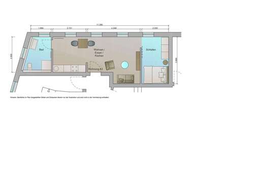 Foto - Wohnung zum Mieten in Mannheim 540,00 € 38.02 m²