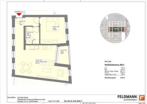 Foto - Wohnung zum Mieten in Wetzlar 900,00 € 57.59 m²