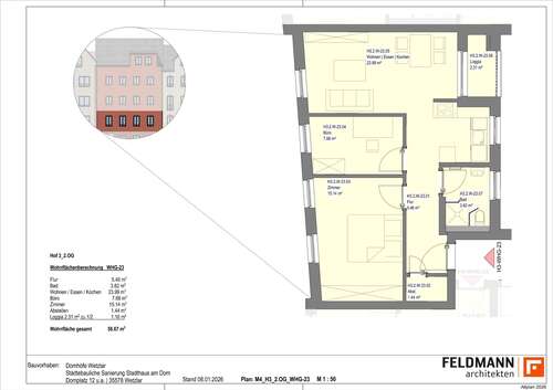 Foto - Wohnung zum Mieten in Wetzlar 990,00 € 58.7 m²