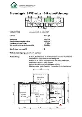 Foto - Wohnung zum Mieten in Waldheim 384,00 € 51.2 m²