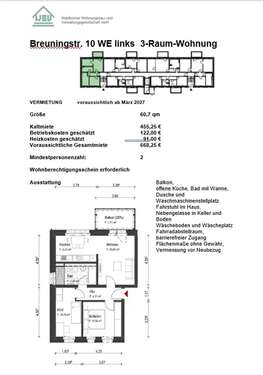 Foto - Wohnung zum Mieten in Waldheim 455,25 € 60.7 m²
