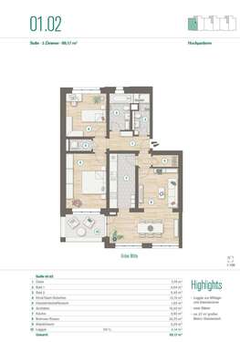 Foto - Wohnung zum Mieten in Wustermark 1.240,00 € 89.17 m²