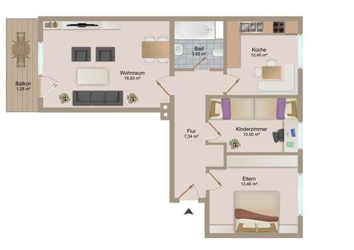Foto - Wohnung zum Mieten in Grafing 995,00 € 66.33 m²