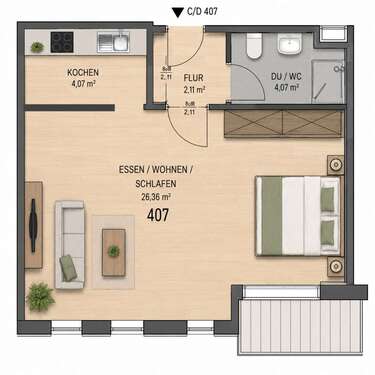 Foto - Wohnung zum Mieten in Limbach-Oberfrohna 238,00 € 35 m²