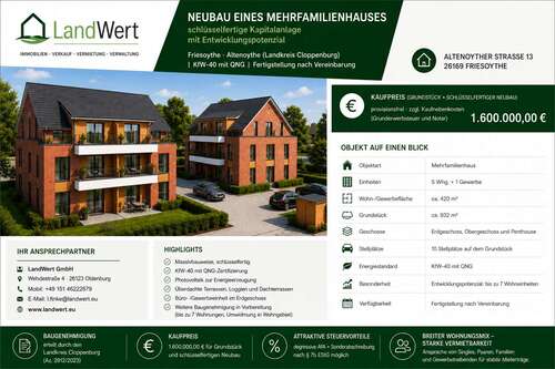 Foto - Grundstück zu verkaufen in Friesoythe 1.600.000,00 € 932.5 m²