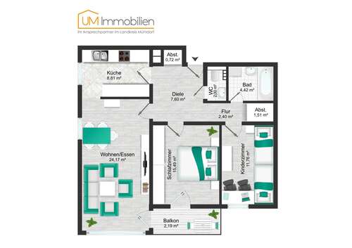 Foto - Wohnung zum Kaufen in Grassau 306.000,00 € 78.77 m²
