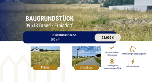 Foto - Grundstück zu verkaufen in Brand-Erbisdorf 93.000,00 € 606 m²