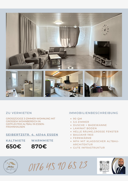 Foto - Wohnung zum Mieten in Essen 650,00 € 90 m²