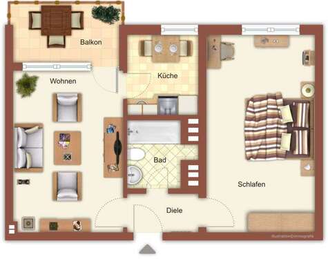 Foto - Wohnung zum Mieten in Mönchengladbach 499,00 € 50 m²