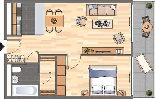 Foto - Wohnung zum Mieten in Ludwigshafen am Rhein 492,00 € 52.06 m²