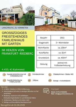 Foto - Haus zum Mieten in Frankfurt am Main 4.450,00 € 226 m²
