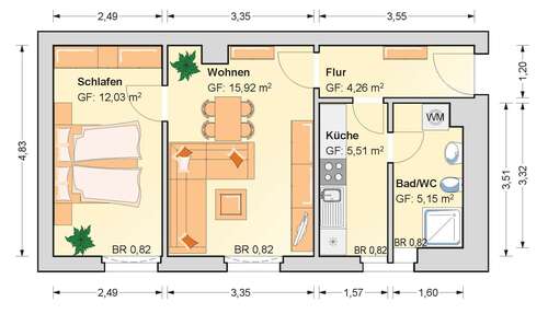 Foto - Wohnung zum Mieten in Fraureuth 238,00 € 47.55 m²