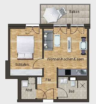 Foto - Wohnung zum Mieten in Bad Kreuznach 607,00 € 46.65 m²