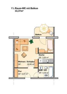 Foto - Wohnung zum Mieten in Werdau 200,00 € 33.37 m²