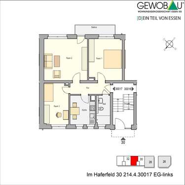 Foto - Wohnung zum Mieten in Essen 466,00 € 66.35 m²