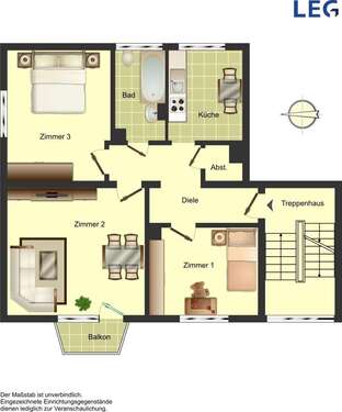 Foto - Wohnung zum Mieten in Bergkamen 479,00 € 63.33 m²