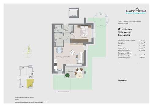 Foto - Wohnung zum Mieten in Ludwigsburg-Poppenweiler 985,00 € 59.87 m²