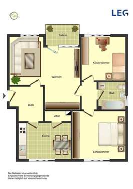 Foto - Wohnung zum Mieten in Bergkamen 499,00 € 72 m²