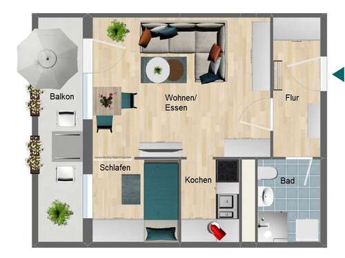 Foto - Wohnung zum Mieten in Zeulenroda-Triebes 245,00 € 37.76 m²