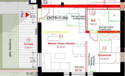 Foto - Wohnung zum Mieten in Rhede 812,00 € 58 m²