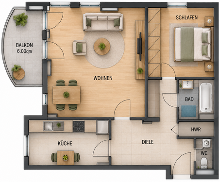 Foto - Wohnung zum Kaufen in Potsdam 410.000,00 € 66.6 m²