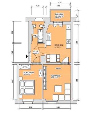 Foto - Wohnung zum Mieten in Werdau 280,00 € 56.08 m²