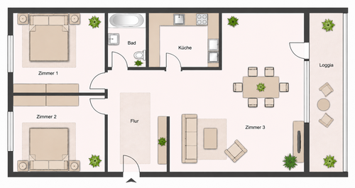 Foto - Wohnung zum Mieten in Berlin 1.099,68 € 68.73 m²