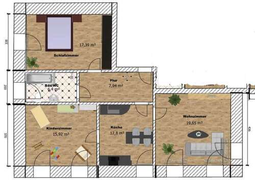 Foto - Wohnung zum Mieten in Sehmatal-Neudorf 500,00 € 80 m²