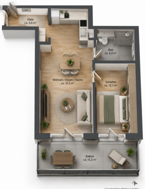 Foto - Wohnung zum Mieten in Berlin 1.600,00 € 67 m²