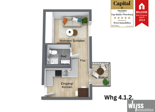 Foto - Wohnung zum Kaufen in Hilpoltstein 158.375,00 € 32 m²