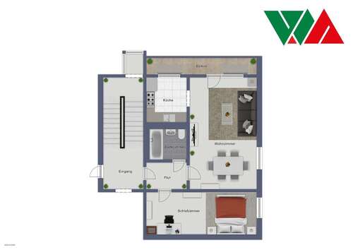 Foto - Wohnung zum Mieten in Magdeburg 332,50 € 47.5 m²