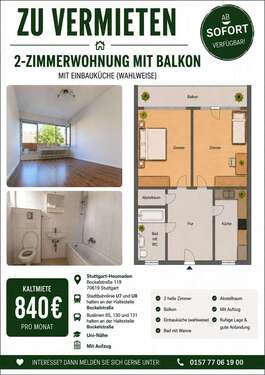 Foto - Wohnung zum Mieten in Stuttgart Heumaden 840,00 € 56 m²