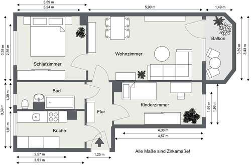 Foto - Wohnung zum Mieten in Gera 366,36 € 59.57 m²