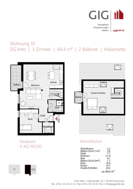 Foto - Wohnung zum Kaufen in Karlsruhe 462.903,00 € 84.4 m²