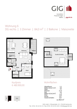 Foto - Wohnung zum Kaufen in Karlsruhe 480.900,00 € 84 m²