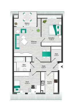 Foto - Wohnung zum Kaufen in Rostock 299.000,00 € 67.39 m²