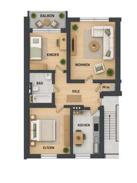 Foto - Wohnung zum Mieten in Oberhausen 560,00 € 70 m²