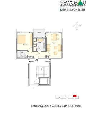 Foto - Wohnung zum Mieten in Essen 472,00 € 58 m²