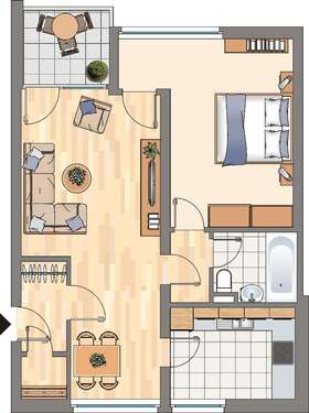 Foto - Wohnung zum Mieten in Dortmund 449,00 € 55.21 m²
