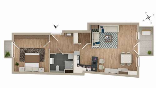 Foto - Wohnung zum Kaufen in Karlsruhe 389.000,00 € 64.23 m²