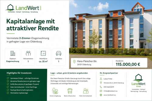 Foto - Wohnung zum Kaufen in Oldenburg 115.000,00 € 35 m²