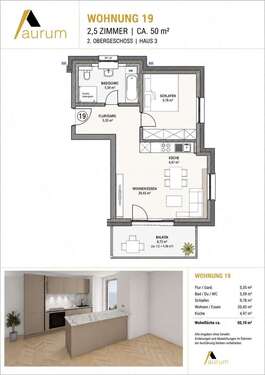 Foto - Wohnung zum Mieten in Sinhseim-Reihen 1.000,00 € 50 m²