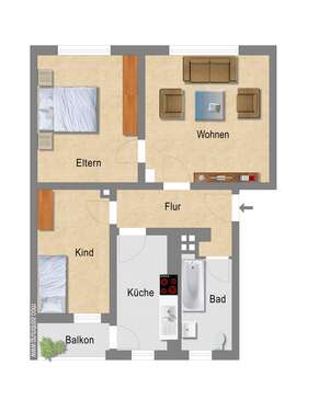 Foto - Wohnung zum Mieten in Essen 410,00 € 64.73 m²