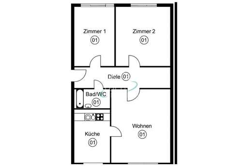 Foto - Wohnung zum Kaufen in Leipzig 184.000,00 € 64.41 m²