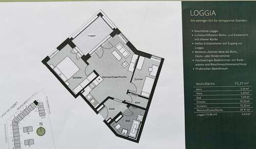 Foto - Wohnung zum Mieten in Darmstadt 1.340,00 € 75.37 m²