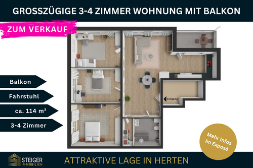 Foto - Wohnung zum Kaufen in Herten 159.000,00 € 114.28 m²