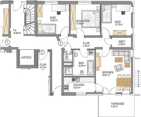 Foto - Wohnung zum Mieten in Augsburg 1.440,00 € 90 m²