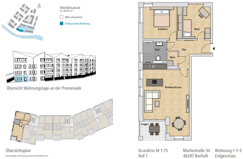 Foto - Wohnung zum Mieten in Bocholt 1.062,47 € 90.04 m²
