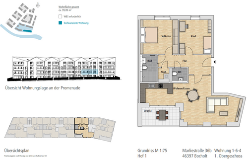 Foto - Wohnung zum Mieten in Bocholt 1.178,70 € 99.89 m²