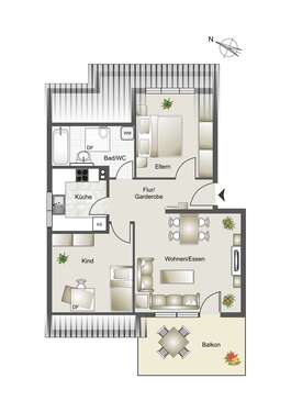 Foto - Wohnung zum Kaufen in Pliezhausen Gniebel 288.000,00 € 64.46 m²